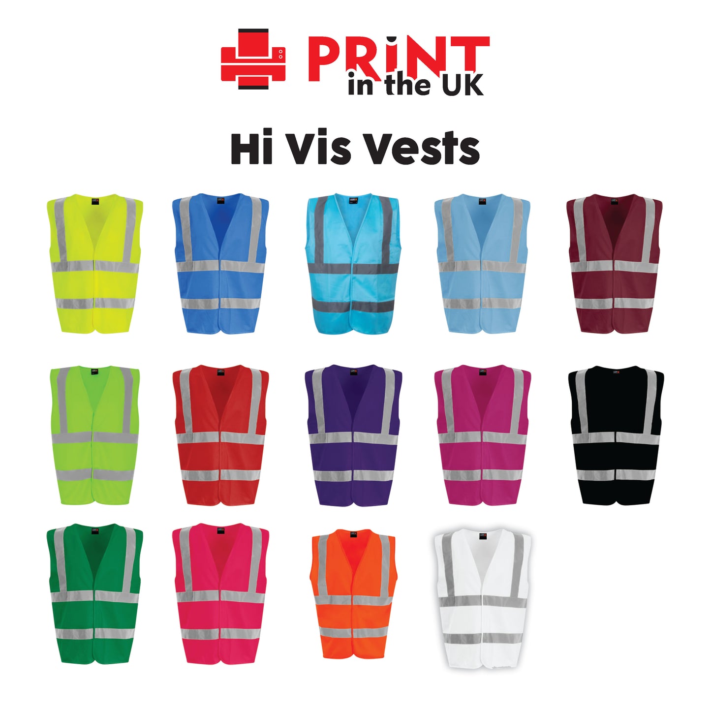 Hi‑Vis Vests - Safety Waistcoat – Plain Colours